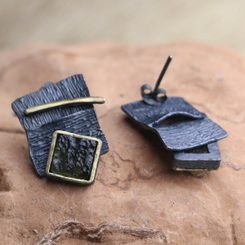 SLAVIC RING with MOLDAVITE, silver