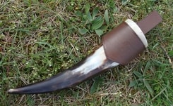 HORN and LEATHER HOLDER, simple