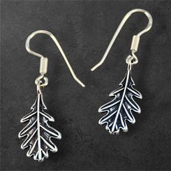 Feuilles de chêne, boucles d'oreilles en argent, Ag 925