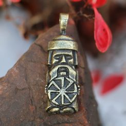 PAGAN SLAVIC IDOL, pendant, zinc antique brass