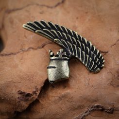 Knight's Helmet, pendant, zinc, ant. brass