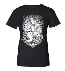SLAVIA Slawisches Damen-T-Shirt schwarz-weiß
