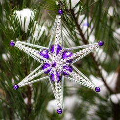 PURPLE STAR, Yule Decoration from Bohemia