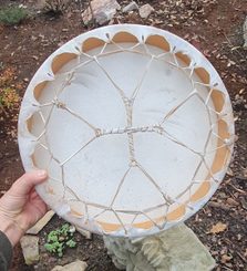 SHAMAN INDIAN DRUM, WOLF TRACKS 40 cm