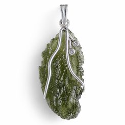Silberanhänger mit natürlichem Moldavit, Ag 925