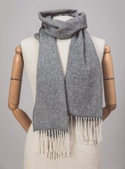 Grey Herringbone, lambswool scarf Ireland