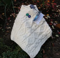 ARAN PONCHO, merino wool, grey