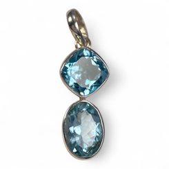 KRYPTONITE, pendentif de luxe en argent, topaze bleue, Ag 925/1000