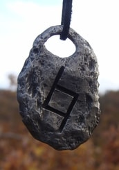 PERTHRO - runic amulet, antic brass