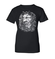 WOLF, women's T-shirt black, Druid collection