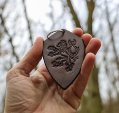 CZECH LION, medieval coat of arms in shield 20cm
