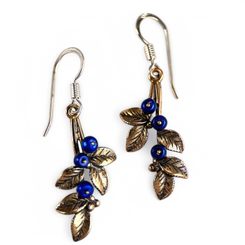 Blueberries, Earrings, bronze