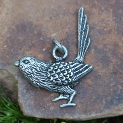 Great Tit Bird, zinc pendant, antique silver