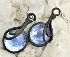 BLUE AND WHITE GLASS EARRINGS