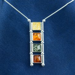 WIOLA, collier, ambre, argent