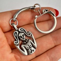 Celtic goddess keychain, zinc antique silver