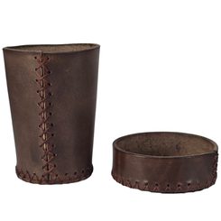 Leather cup for dice with lid