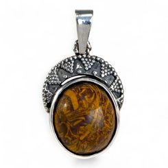 LUNULA, snake jasper, silver pendant, Ag 925/1000