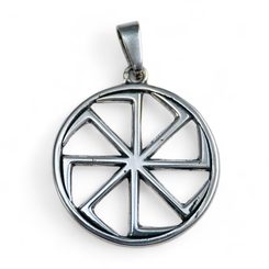 SILVER KOLOVRAT, SLAVIC SUN WHEEL PENDANT, Ag 925