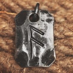 ANSUZ, forged iron rune pendant