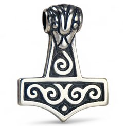 THOR'S HAMMER WITH SPIRALS, silver pendant