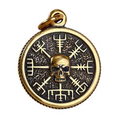 VEGVÍSIR SKULL - Icelandic rune, bronze pendant