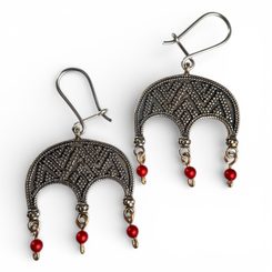 LUDMILA, earrings, bronze, red