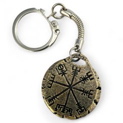 Vegvisir key ring, zinc old brass