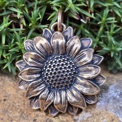 Sunflower, pendant, bronze
