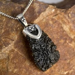 VELESINA, pendentif en argent, moldavite Ag 925