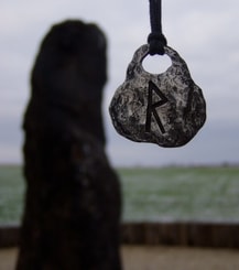 PERTHRO - runic amulet, antic brass