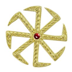 CROIX DE TROLL, Rune Odal, pendentif, or 14K