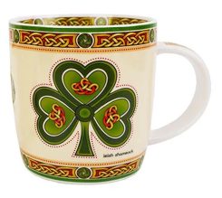 Porcelain Celtic mug, Shamrock