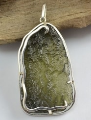 UMBRA, raw moldavite pendant, sterling silver