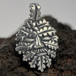QUERCUS, Ceinture en cuir avec feuilles de chêne, vert olive