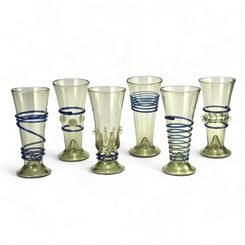 SET OF SIX WINE GLASSES, blue