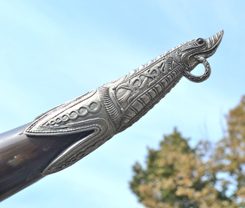 DOMOVOI, Slavic guardian of your home, statue, green-gold