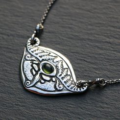 Source de la rivière Vltava - Moldavite, collier en argent