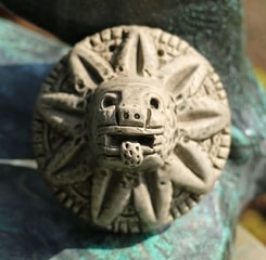 Quetzalcoatl, feathered serpent, Aztec sculpture, replica