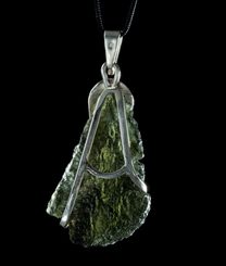 TRITON, pendant, faceted moldavite jewelry, silver