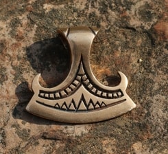 PERUN'S BEARDED AXE, bronze pendant
