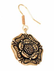 Rose médiévale, boucles d'oreilles, bronze