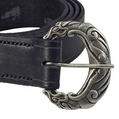 Viking leather belt Borre, black, old brass