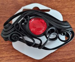 RED GLASS HAIR CLASP