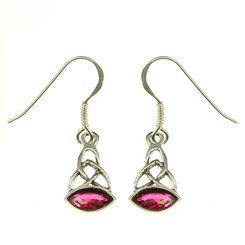 CELTIC TRIQUETRA - silver earrings, almandine, Ag925