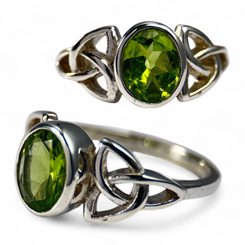 CELTIC KNOT, silver ring, peridot Ag 925/1000
