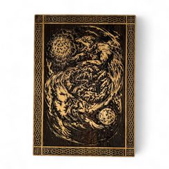 Geri and Freki - wood 32x46cm