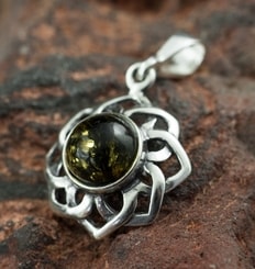 ZVEZDA, pendant, Baltic amber, silver