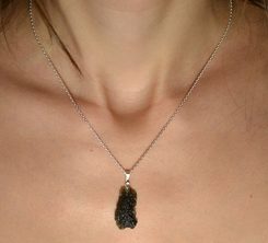 Moldavite XL tektite from Bohemia, silver pendant