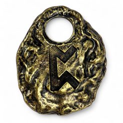 PERTHRO - runic amulet, antic brass